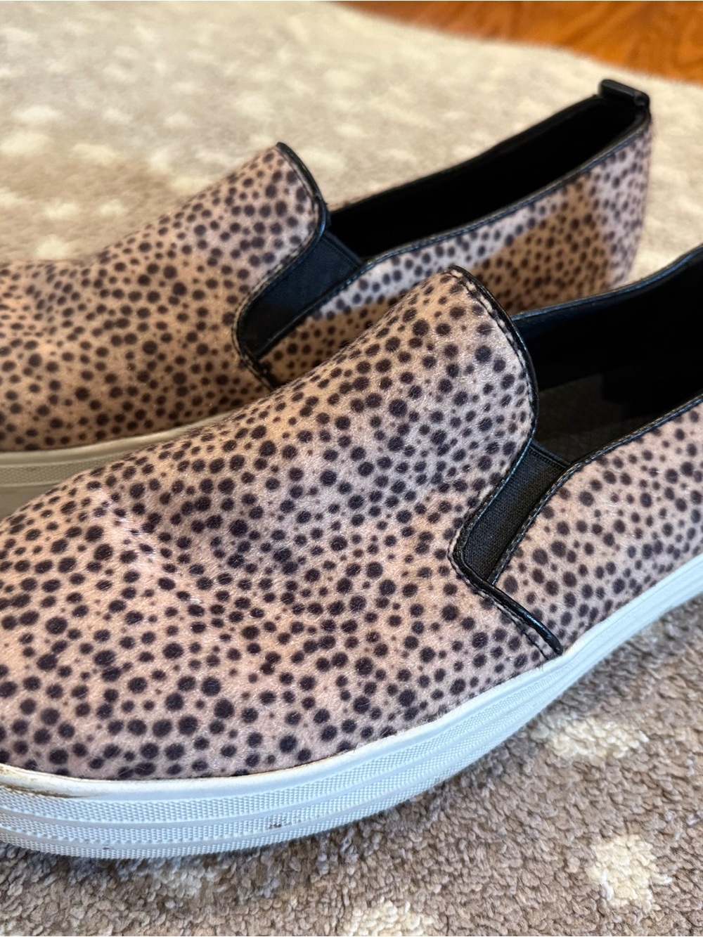 Skechers Men's Slip-On Sneakers in Leopard Print with Black Trim